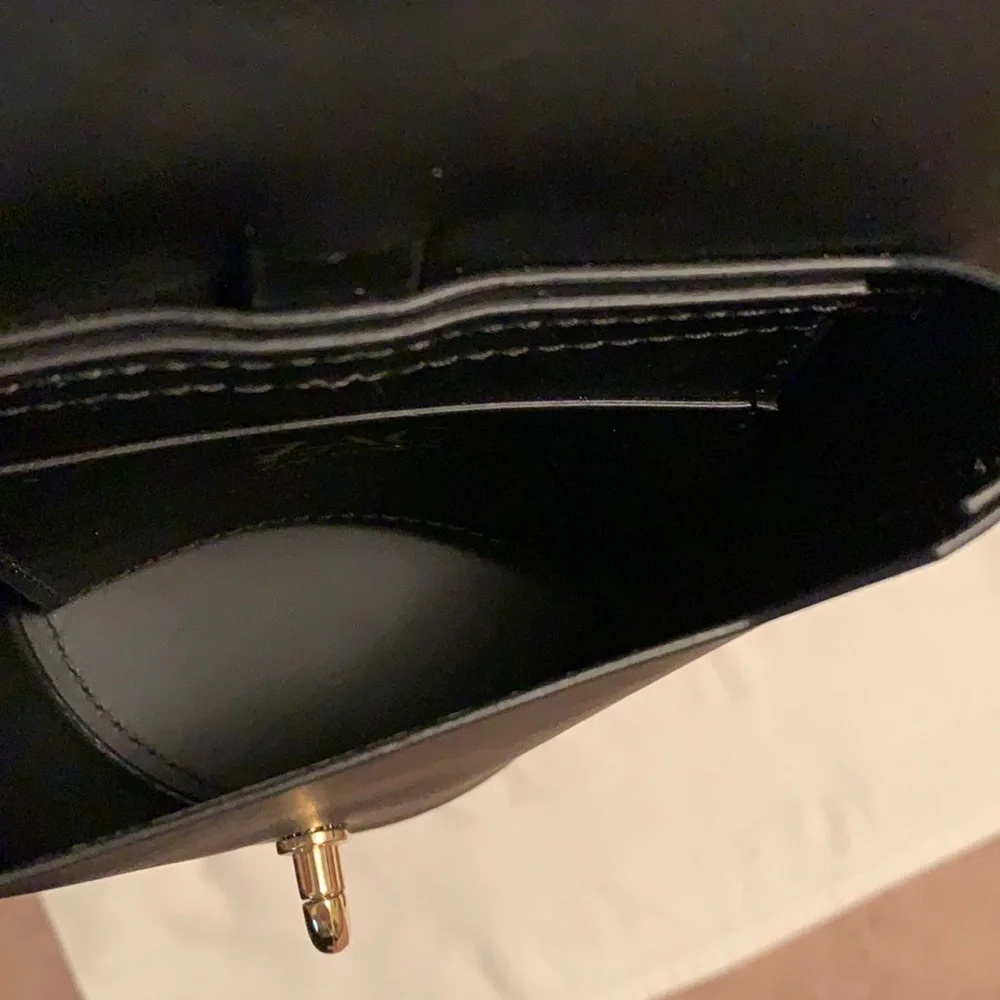 Zac Posen Black Leather Wristlet with Gold Hardware